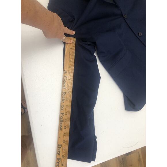 Zara Man US 44 Navy Blue Blazer Jacket Double Button Breast Lined Pockets - Picture 9 of 9
